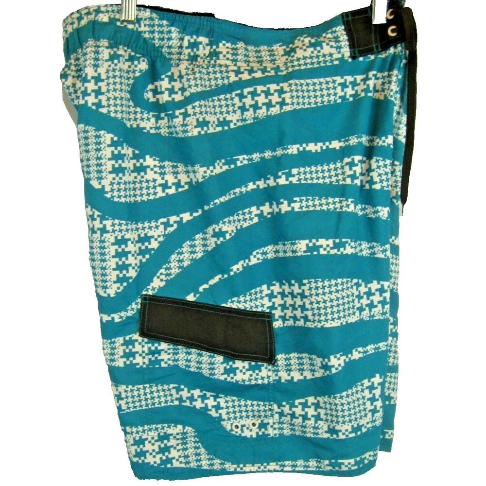 Mens NWT Joe Boxer Blue Check  Poly Flat Front Swim Board Shorts sz Lx11